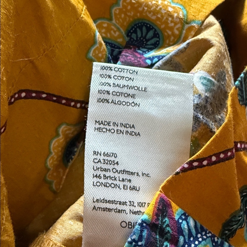 Anthropologie Maeve Tiered Ruffle Skirt Floral Yellow Sz M cotton - Picture 5 of 5